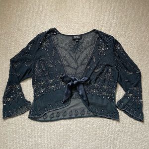 Adrianna Papell blue Beaded Cardigan